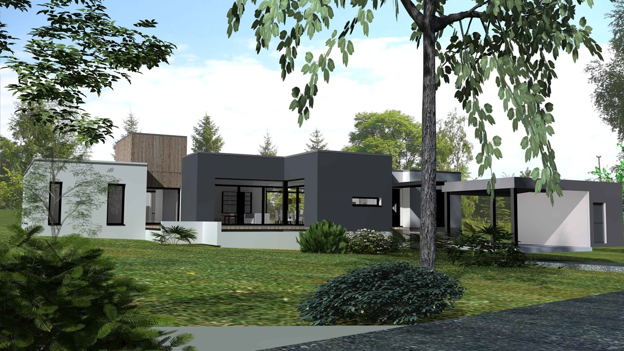 Maison design à toit plat située à Rennes (35) -Bretagne Habitation Construction