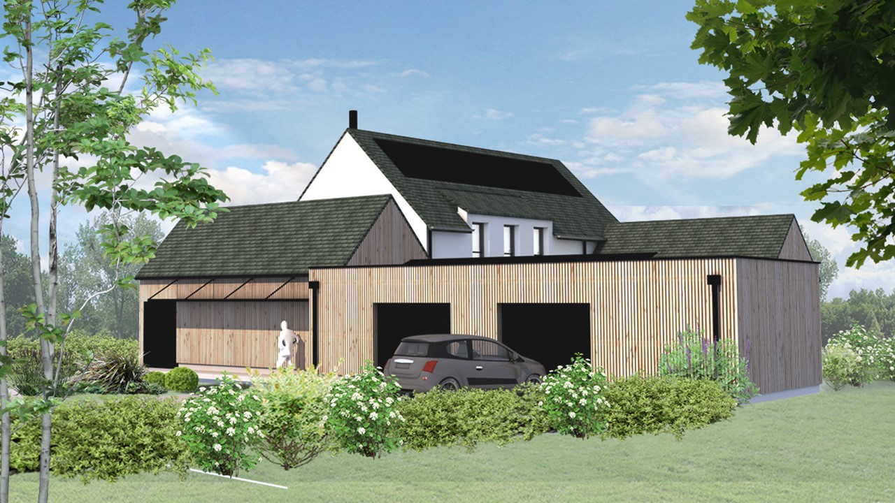 Maison traditionnelle avec extensions bois à Vannes (56) - Bretagne Habitation Construction