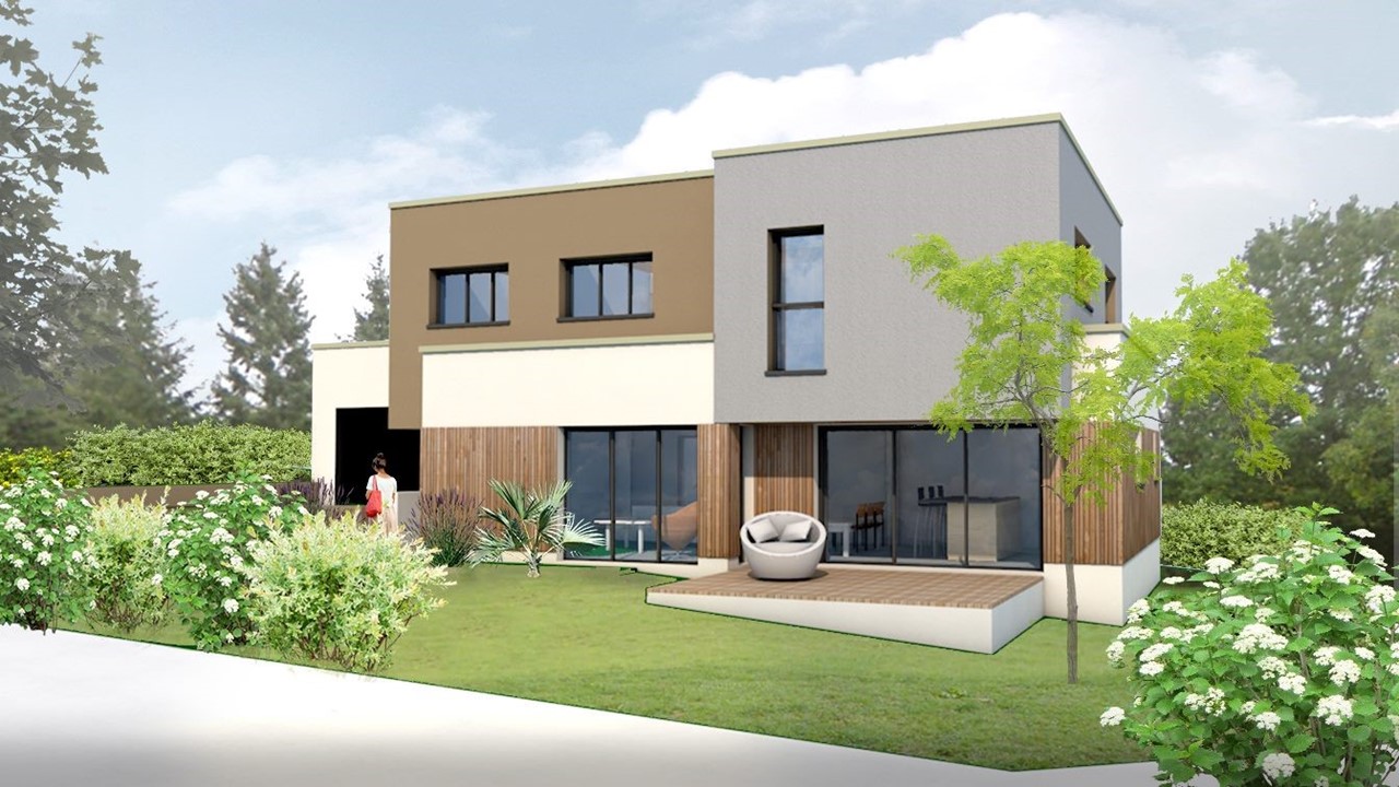 maison moderne à toiture terrasse située à Dinard (35) - Bretagne Habitation Construction
