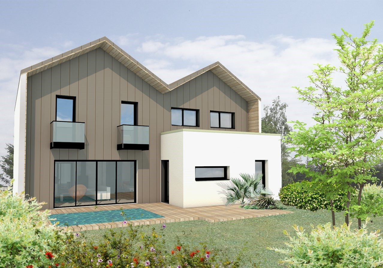Maison d'architecte design neuve de 5 chambres et garage située à Chantepie (35), à côté de Rennes - Bretagne Habitation Construction